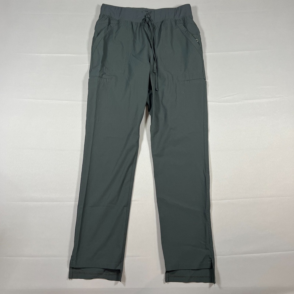 Elle Cargo Scrub Pants Womens M Gray Stretch Drawstring Waist High Rise Medical